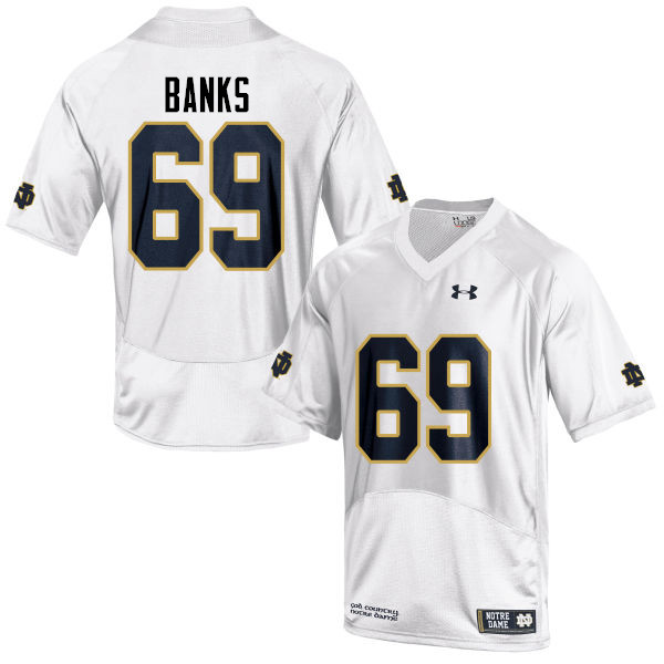 Men's NCAA Notre Dame Fighting Irish #69 Aaron Banks Stitched College Under Armour Authentic White Football Jersey WS10Q32QL